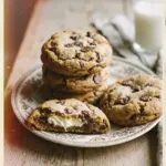 Chocolate chip cheesecake stuffed cookies displaying a delicious dessert treat