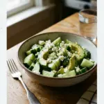Cucumber Avocado Feta Salad with fresh ingredients in a bowl