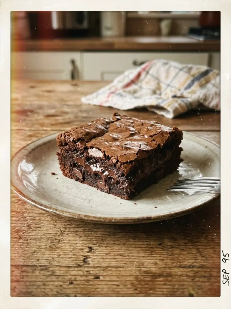 Delicious one-bowl brownies fresh from the oven, ready to be served.