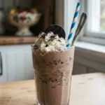 Delicious Oreo Milkshake topped with whipped cream and crushed Oreos