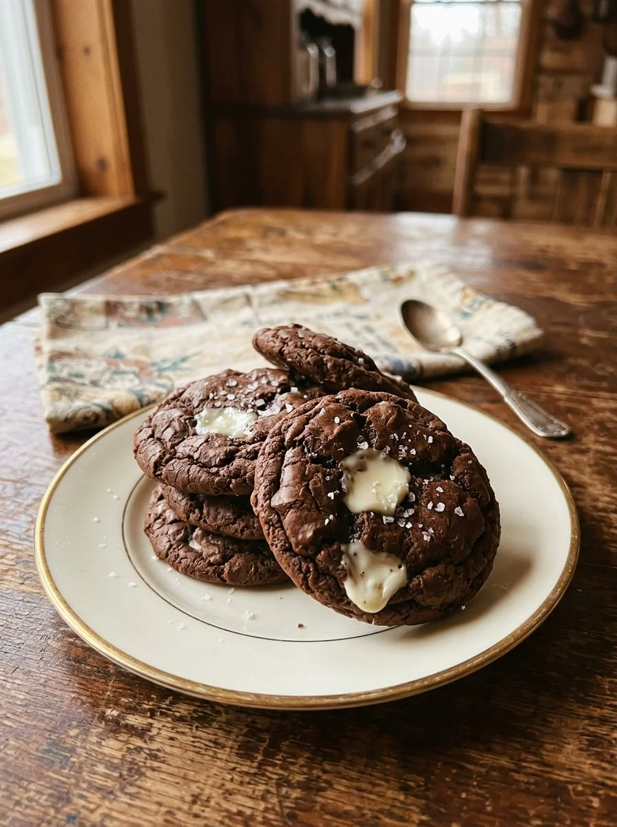 Delicious salted brownie cookies on a plate