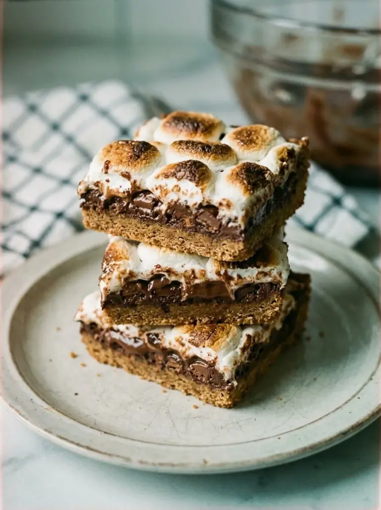 Delicious S'mores Cookie Bars with chocolate and marshmallows
